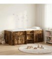 vidaXL Loft Bed Frame with Cabinet 3 pcs Smoked Oak Engineered Wood