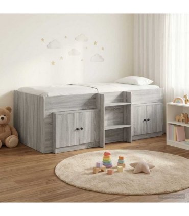 vidaXL Loft Bed Frame with Cabinet 3 pcs Grey Sonoma Engineered Wood