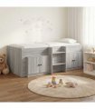 vidaXL Loft Bed Frame with Cabinet 3 pcs Grey Sonoma Engineered Wood