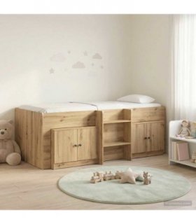 vidaXL Loft Bed Frame with Cabinet 3 pcs Artisan Oak Engineered Wood