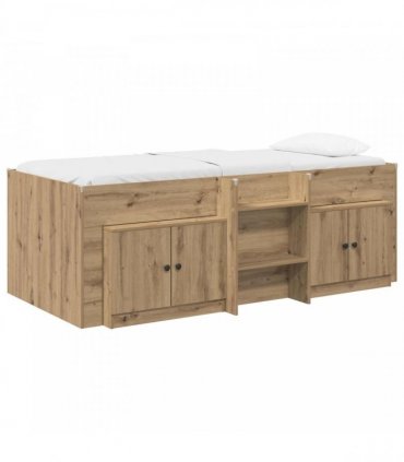 vidaXL Loft Bed Frame with Cabinet 3 pcs Artisan Oak Engineered Wood