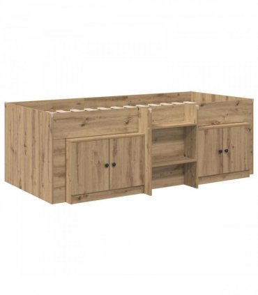 vidaXL Loft Bed Frame with Cabinet 3 pcs Artisan Oak Engineered Wood
