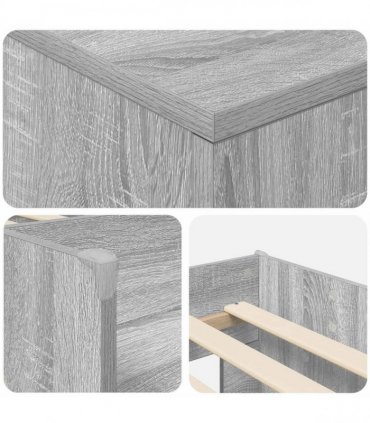 vidaXL Loft Bed Frame with Cabinet 3 pcs Grey Sonoma Engineered Wood