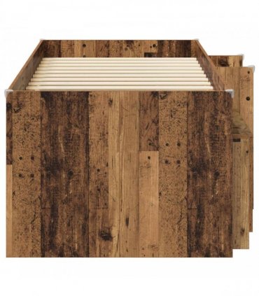 vidaXL Loft Bed Frame with Cabinet 3 pcs Old Wood Engineered Wood