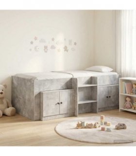 vidaXL Loft Bed Frame with Cabinet 3 pcs Concrete Grey Engineered Wood