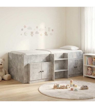 vidaXL Loft Bed Frame with Cabinet 3 pcs Concrete Grey Engineered Wood