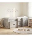 vidaXL Loft Bed Frame with Cabinet 3 pcs Concrete Grey Engineered Wood