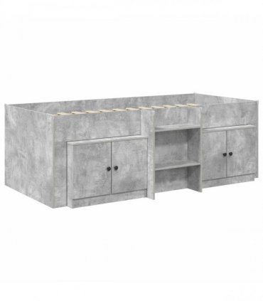 vidaXL Loft Bed Frame with Cabinet 3 pcs Concrete Grey Engineered Wood