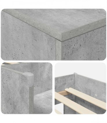 vidaXL Loft Bed Frame with Cabinet 3 pcs Concrete Grey Engineered Wood