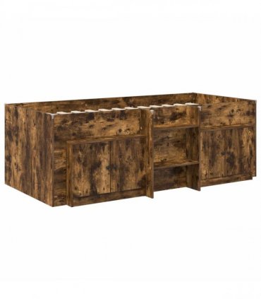 vidaXL Loft Bed Frame with Cabinet 3 pcs Smoked Oak Engineered Wood