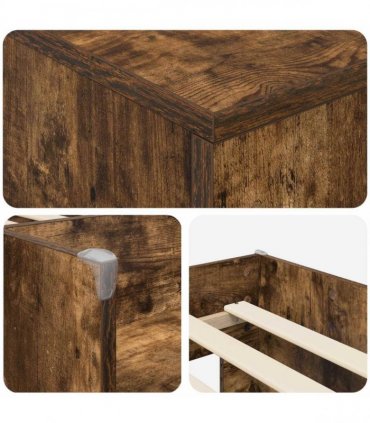 vidaXL Loft Bed Frame with Cabinet 3 pcs Smoked Oak Engineered Wood