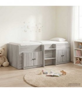 vidaXL Loft Bed Frame with Cabinet 3 pcs Grey Sonoma Engineered Wood