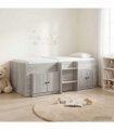 vidaXL Loft Bed Frame with Cabinet 3 pcs Grey Sonoma Engineered Wood