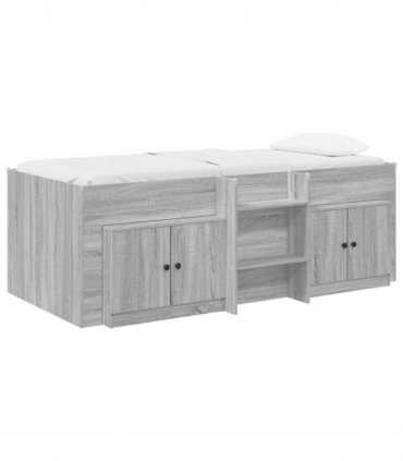 vidaXL Loft Bed Frame with Cabinet 3 pcs Grey Sonoma Engineered Wood