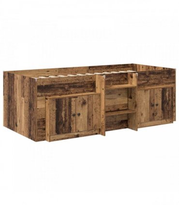 vidaXL Loft Bed Frame with Cabinet 3 pcs Old Wood Engineered Wood