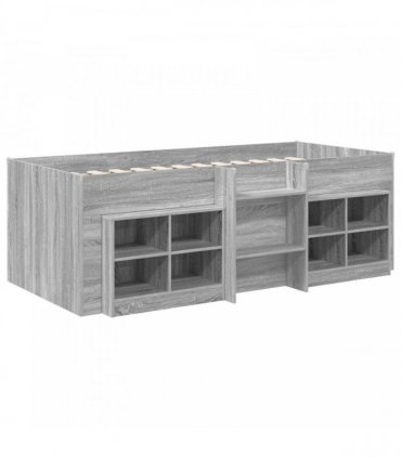 vidaXL Loft Bed Frame with Cabinet 3 pcs Grey Sonoma Engineered Wood