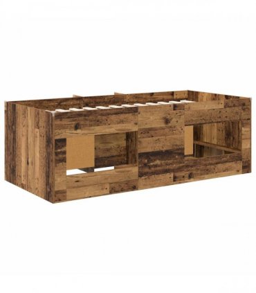 vidaXL Loft Bed Frame with Cabinet 3 pcs Old Wood Engineered Wood