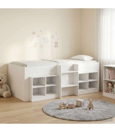 vidaXL Loft Bed Frame with Cabinet 3 pcs White Engineered Wood