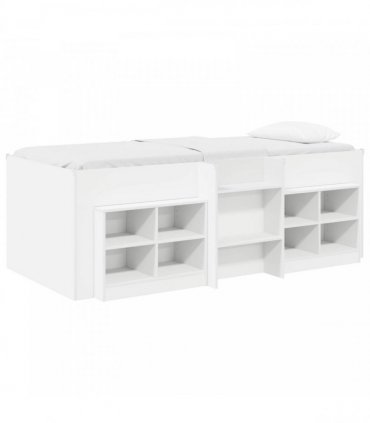 vidaXL Loft Bed Frame with Cabinet 3 pcs White Engineered Wood