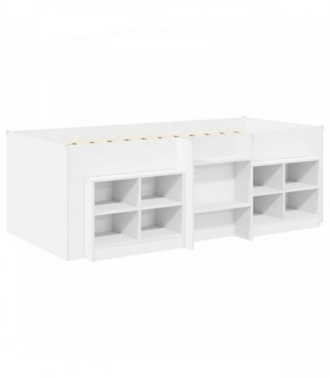 vidaXL Loft Bed Frame with Cabinet 3 pcs White Engineered Wood