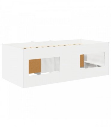 vidaXL Loft Bed Frame with Cabinet 3 pcs White Engineered Wood