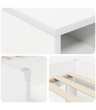 vidaXL Loft Bed Frame with Cabinet 3 pcs White Engineered Wood