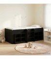 vidaXL Loft Bed Frame with Cabinet 3 pcs Black Engineered Wood