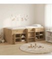 vidaXL Loft Bed Frame with Cabinet 3 pcs Artisan Oak Engineered Wood