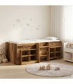 vidaXL Loft Bed Frame with Cabinet 3 pcs Old Wood Engineered Wood