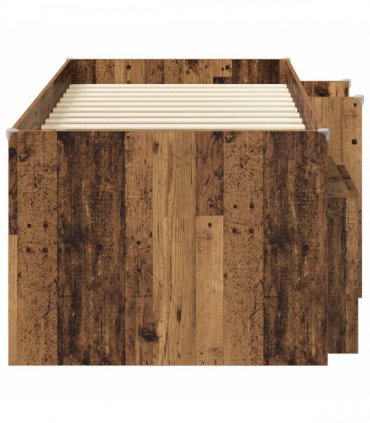 vidaXL Loft Bed Frame with Cabinet 3 pcs Old Wood Engineered Wood