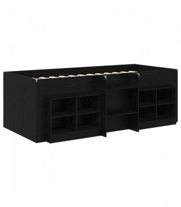 vidaXL Loft Bed Frame with Cabinet 3 pcs Black Oak Engineered Wood