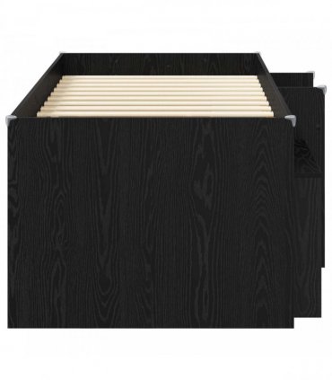 vidaXL Loft Bed Frame with Cabinet 3 pcs Black Oak Engineered Wood