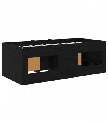 vidaXL Loft Bed Frame with Cabinet 3 pcs Black Oak Engineered Wood