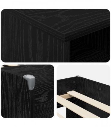 vidaXL Loft Bed Frame with Cabinet 3 pcs Black Oak Engineered Wood