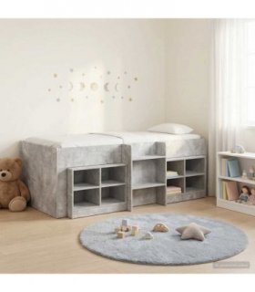 vidaXL Loft Bed Frame with Cabinet 3 pcs Concrete Grey Engineered Wood