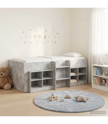 vidaXL Loft Bed Frame with Cabinet 3 pcs Concrete Grey Engineered Wood