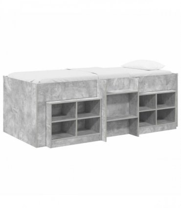vidaXL Loft Bed Frame with Cabinet 3 pcs Concrete Grey Engineered Wood