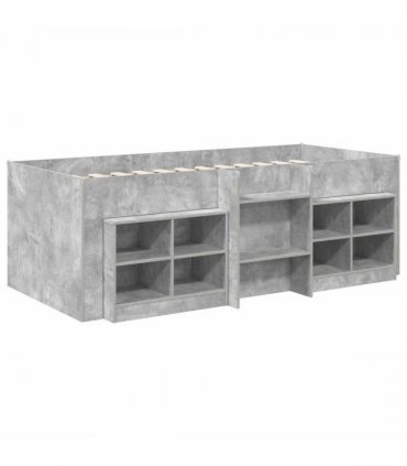 vidaXL Loft Bed Frame with Cabinet 3 pcs Concrete Grey Engineered Wood