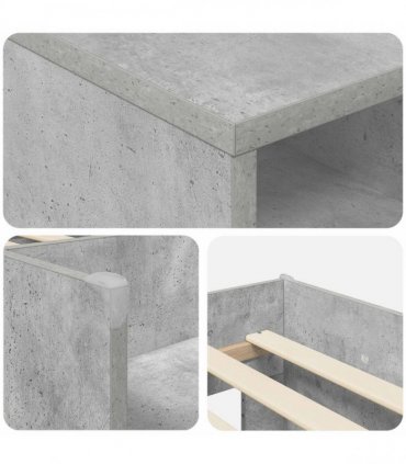 vidaXL Loft Bed Frame with Cabinet 3 pcs Concrete Grey Engineered Wood