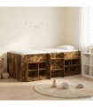 vidaXL Loft Bed Frame with Cabinet 3 pcs Smoked Oak Engineered Wood