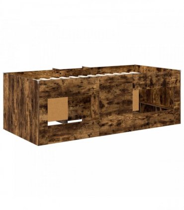 vidaXL Loft Bed Frame with Cabinet 3 pcs Smoked Oak Engineered Wood
