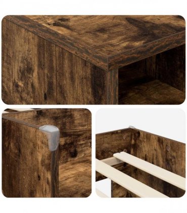 vidaXL Loft Bed Frame with Cabinet 3 pcs Smoked Oak Engineered Wood
