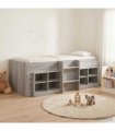 vidaXL Loft Bed Frame with Cabinet 3 pcs Grey Sonoma Engineered Wood