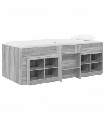 vidaXL Loft Bed Frame with Cabinet 3 pcs Grey Sonoma Engineered Wood
