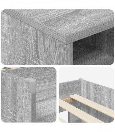 vidaXL Loft Bed Frame with Cabinet 3 pcs Grey Sonoma Engineered Wood