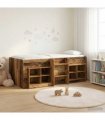 vidaXL Loft Bed Frame with Cabinet 3 pcs Old Wood Engineered Wood