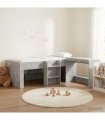vidaXL Kids'High Bed Frame with Desk 2 pcs Concrete Grey