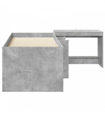 vidaXL Kids'High Bed Frame with Desk 2 pcs Concrete Grey