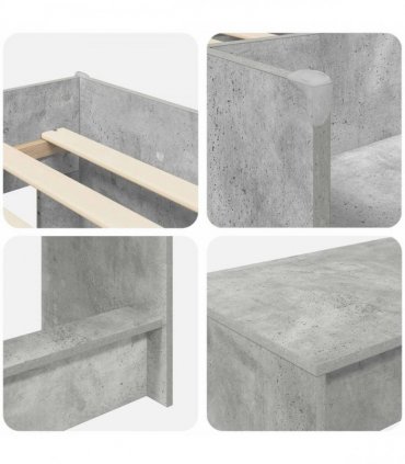 vidaXL Kids'High Bed Frame with Desk 2 pcs Concrete Grey