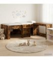 vidaXL Kids'High Bed Frame with Desk 2 pcs Smoked Oak Engineered Wood